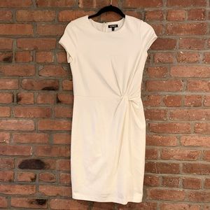 White fitted twist sheath dress
